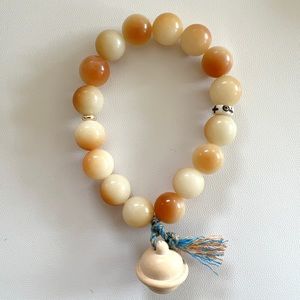 Natrual Bodhi Root bead bracelet 12mm with bell